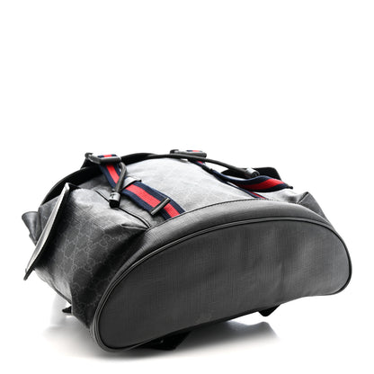 Gucci Soft GG Supreme Monogram Calfskin Web Double Buckle Backpack Black 4 of 12