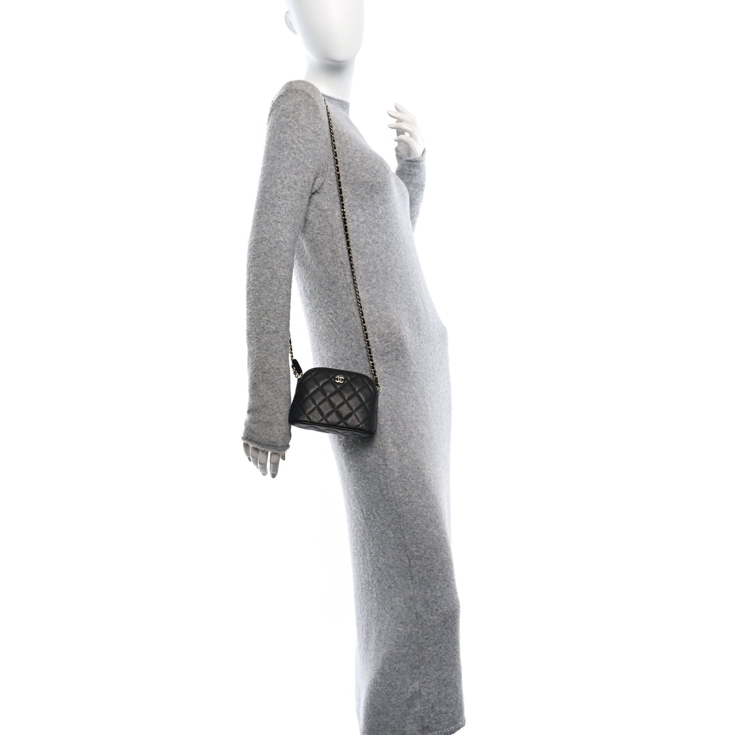 Caviar Quilted Classic Clutch With Chain Black