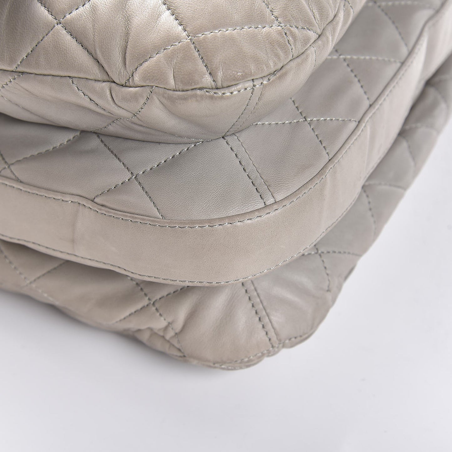 Lambskin Quilted Maxi 3 Flap Bag Grey