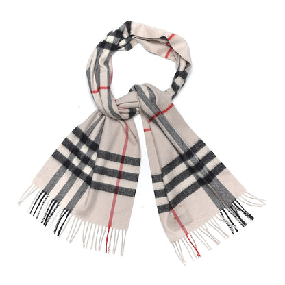 Burberry Cashmere Check Fringe Scarf Stone 1 of 6