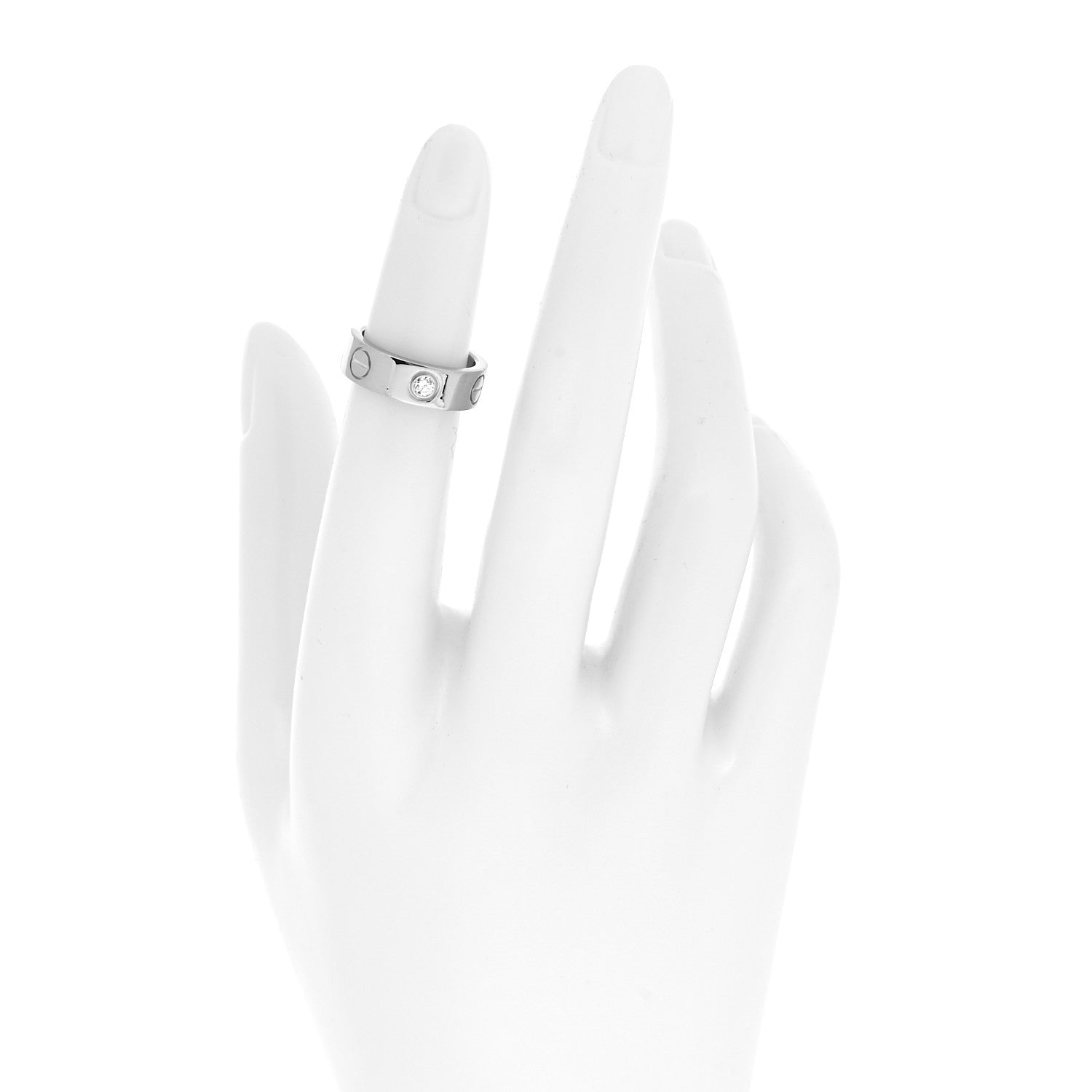 Cartier 18K White Gold 3 Diamond 5.5mm LOVE Ring 46 3.75 2 of 5
