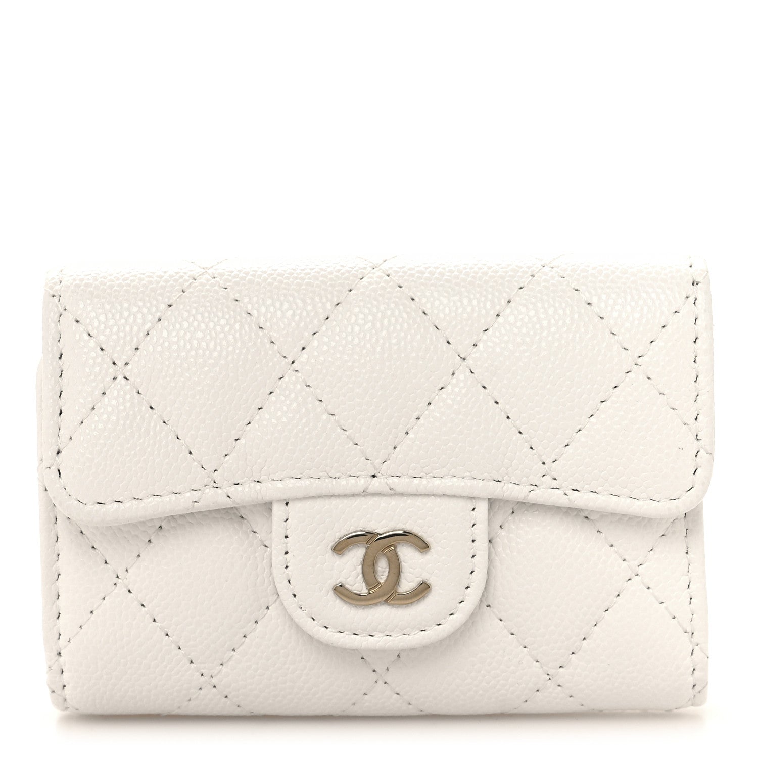 Chanel Caviar Quilted Classic 4 Key Holder Wallet White 1 of 8