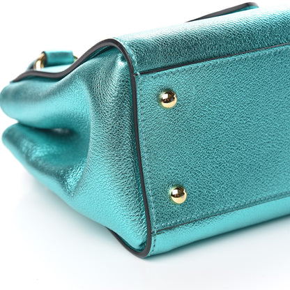 Burberry Metallic Soft Grain Calfskin Small Buckle Tote Emerald 6 of 12