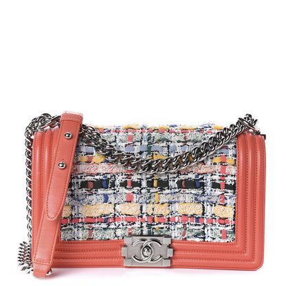 Chanel Lambskin Tweed Medium Boy Flap Coral 1 of 11