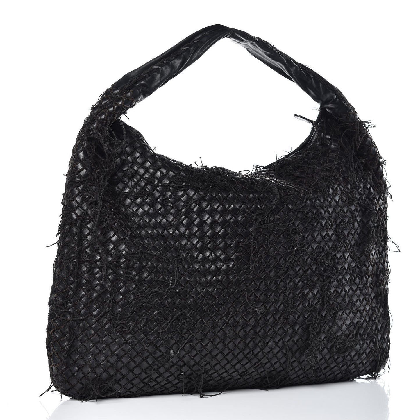 Nappa Intrecciato Fringe Netted Hobo Black