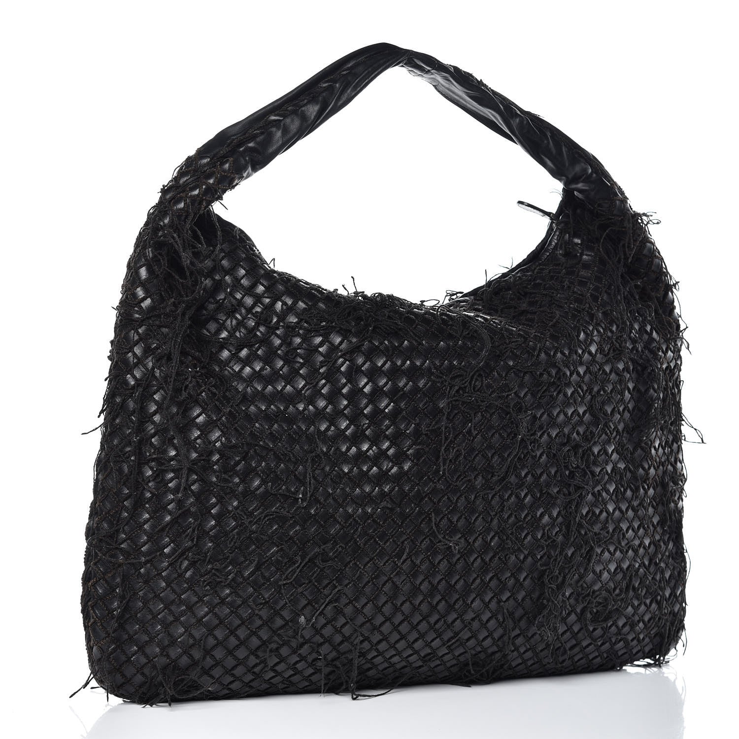 Bottega Veneta Nappa Intrecciato Fringe Netted Hobo Black 3 of 14
