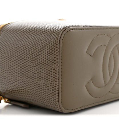 Chanel Calfskin Lizard Embossed Top Handle Vanity With Chain Dark Khaki 9 of 12
