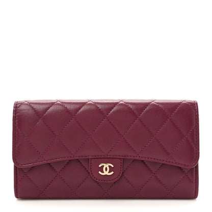 Chanel Lambskin Quilted Large Gusset Flap Wallet Purple 1 of 10