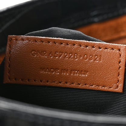 Saint Laurent Calfskin Crocodile Embossed Le 5 A 7 Hobo Black 7 of 10
