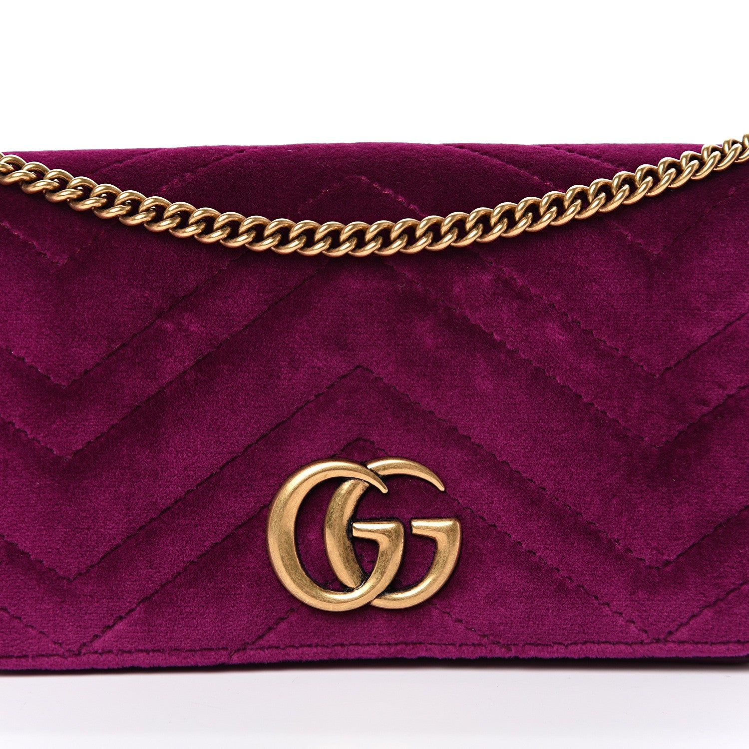 Gucci Velvet Matelasse GG Marmont Mini Bag Fuchsia Violet Cyclamen 7 of 12