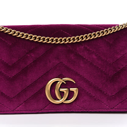 Gucci Velvet Matelasse GG Marmont Mini Bag Fuchsia Violet Cyclamen 7 of 12