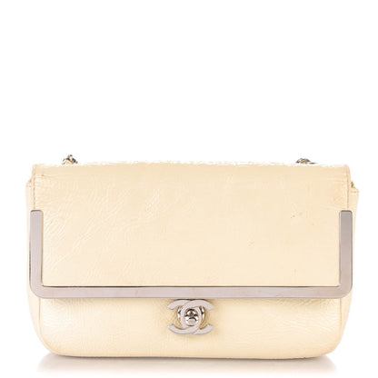 Chanel Distressed Patent Calfskin Frame Small Single Flap White 1 of 7