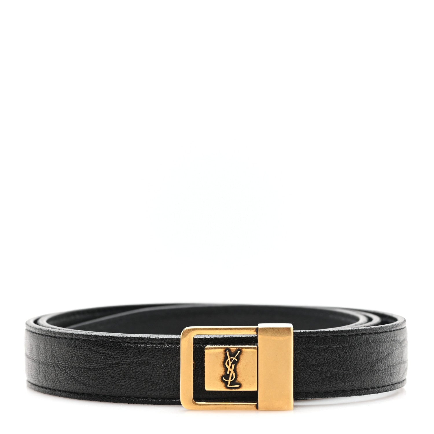 Saint Laurent Grained Lambskin La 66 Thin Belt 75 30 Black 1 of 5