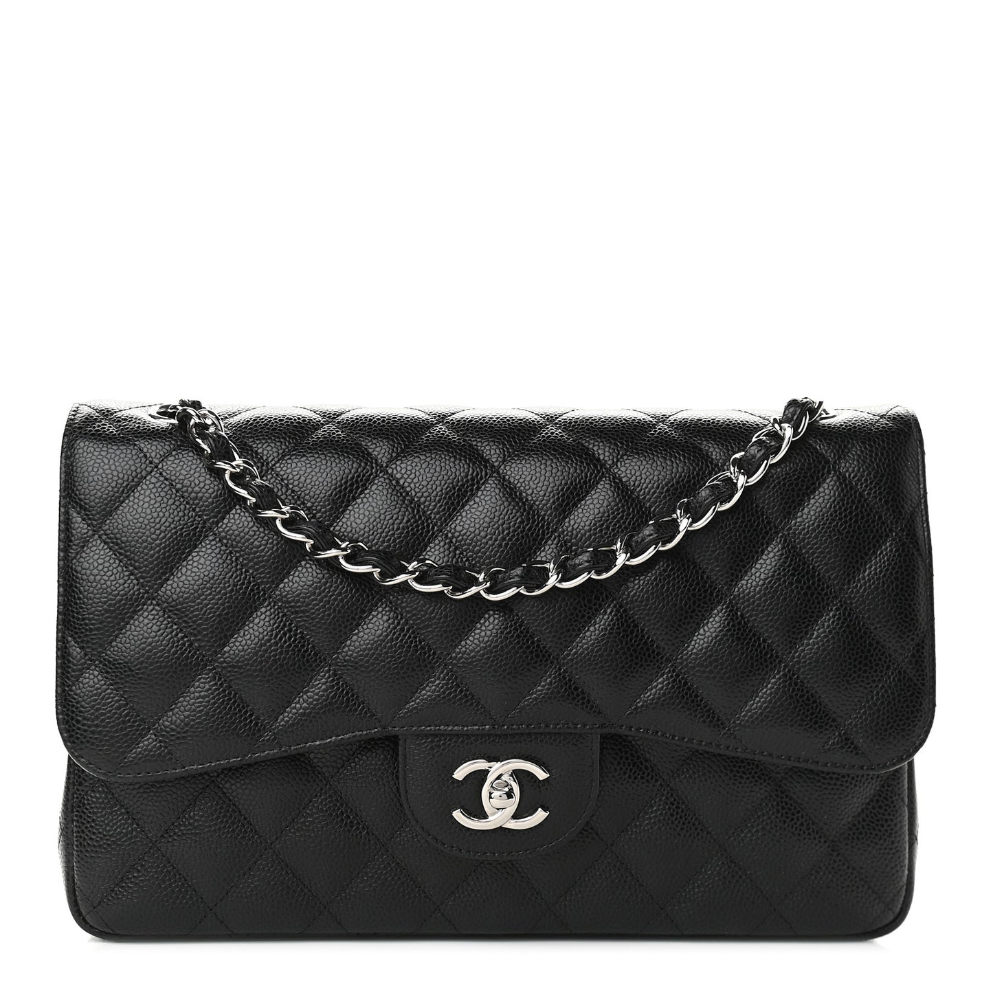 Caviar Quilted Jumbo Double Flap Black