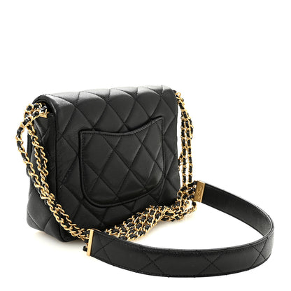 Chanel Shiny Caviar Quilted Mini Chain Messenger Flap Bag Black 3 of 11