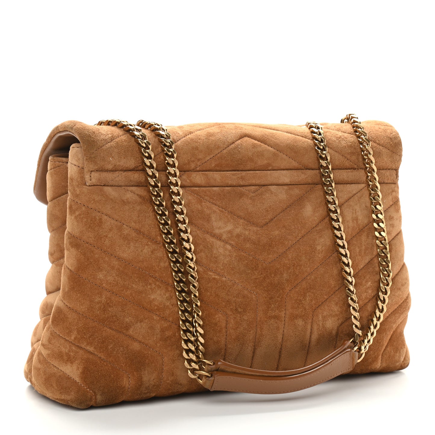 Suede Y Quilted Monogram Medium Loulou Chain Satchel Cinnamon