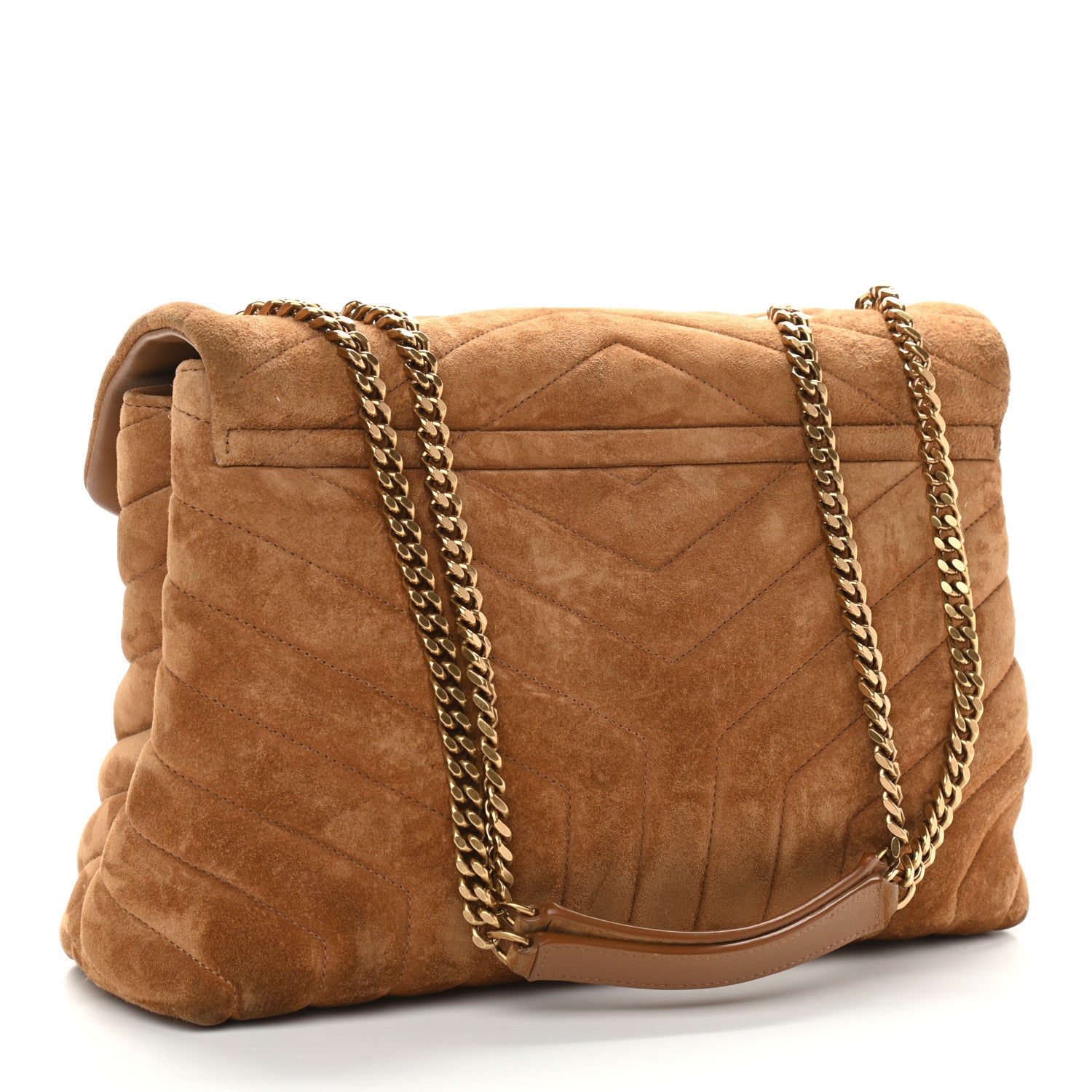Saint Laurent Suede Y Quilted Monogram Medium Loulou Chain Satchel Cinnamon 3 of 12