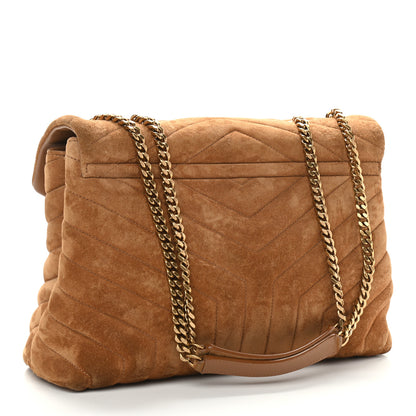 Saint Laurent Suede Y Quilted Monogram Medium Loulou Chain Satchel Cinnamon 3 of 12