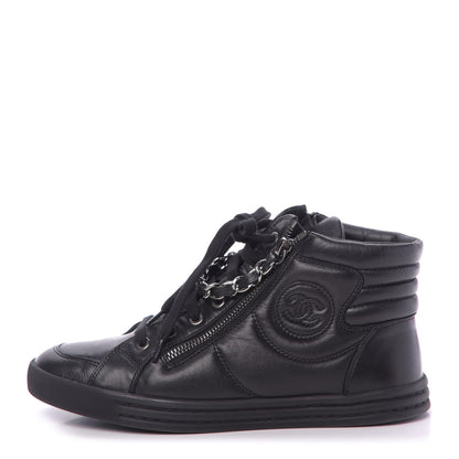 Chanel Lambskin Zipped Chain CC Sneakers 37 Black 1 of 9
