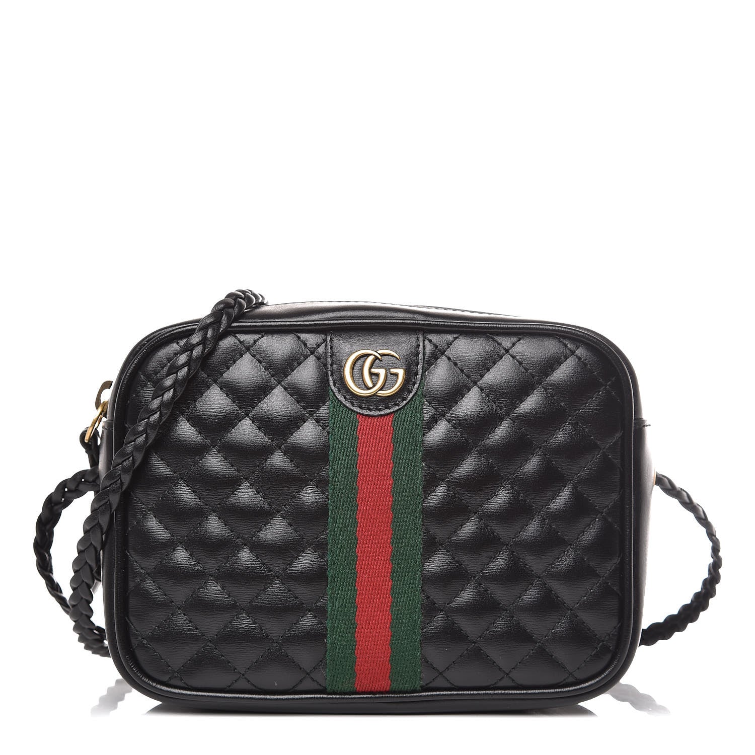 Gucci Calfskin Trapuntata Web Mini GG Shoulder Bag Black 1 of 8