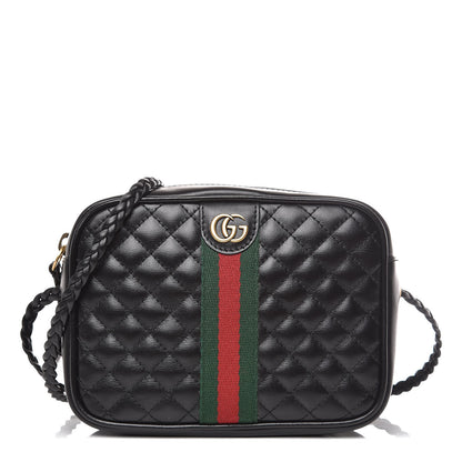 Gucci Calfskin Trapuntata Web Mini GG Shoulder Bag Black 1 of 8