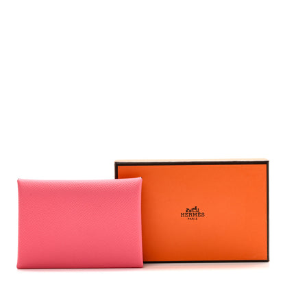 Hermes Epsom Calvi Duo Card Case Rose Azalee 8 of 8