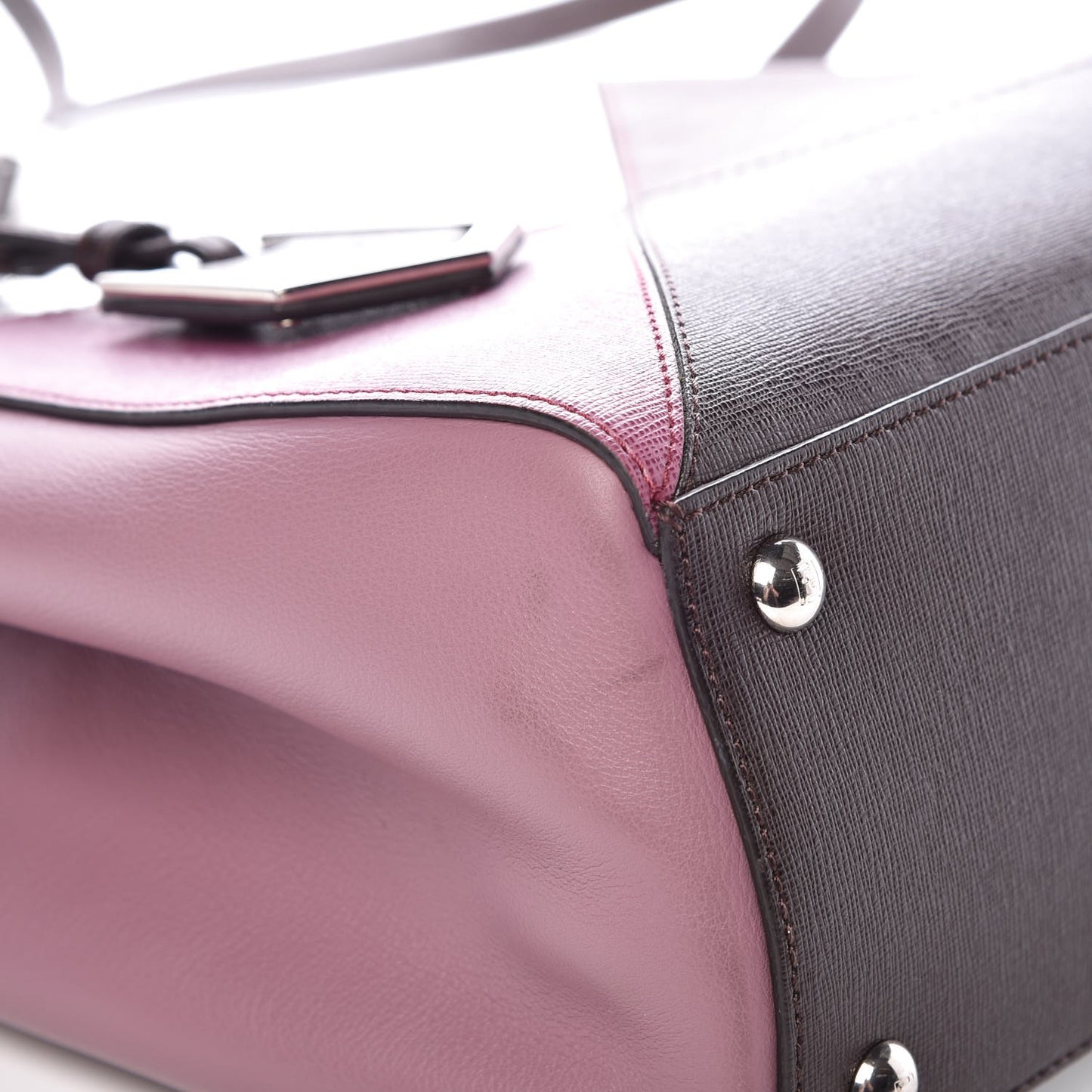 Vitello Elite Calfskin Colorblock Petite 2Jours Tote Glicine Argento Bordeaux