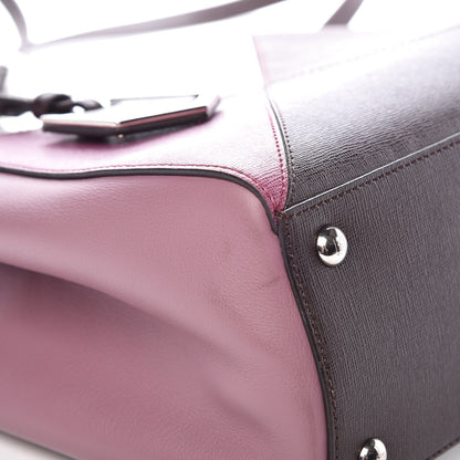 Fendi Vitello Elite Calfskin Colorblock Petite 2Jours Tote Glicine Argento Bordeaux 9 of 12