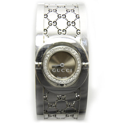 Gucci Stainless Steel Diamond Bezel 23mm Twirl Quartz Watch Brown 1 of 6