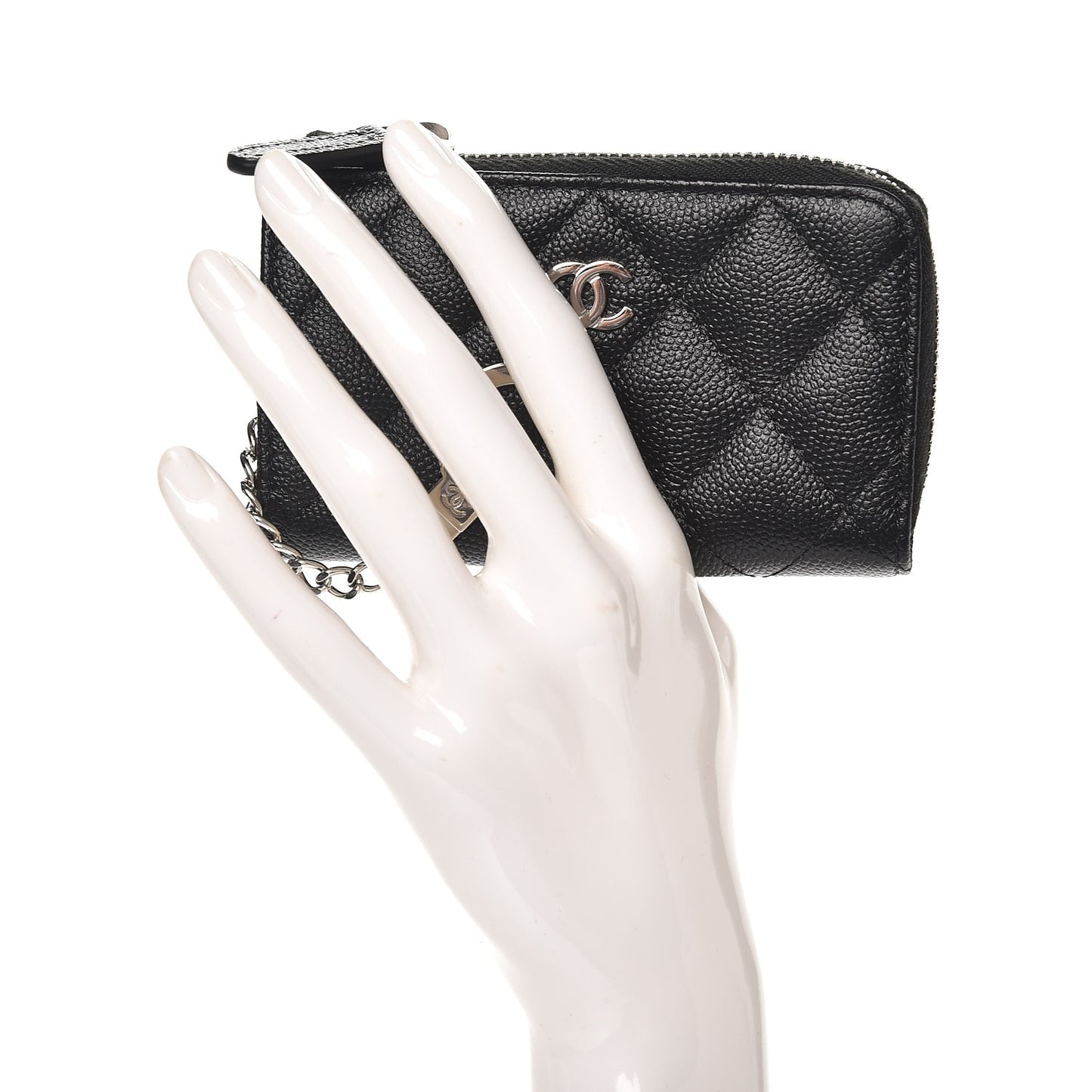 Caviar Quilted Key Holder Case Black