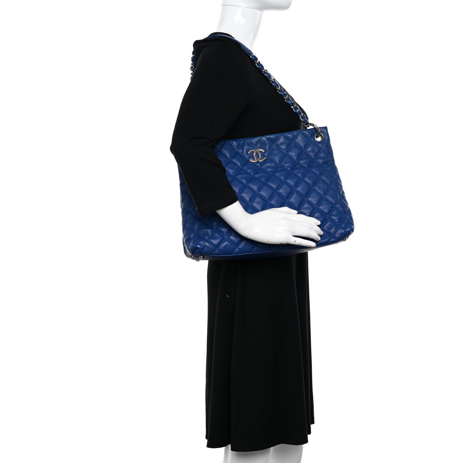 Chanel Caviar Quilted Easy Zip Tote Cobalt Blue 2 of 12