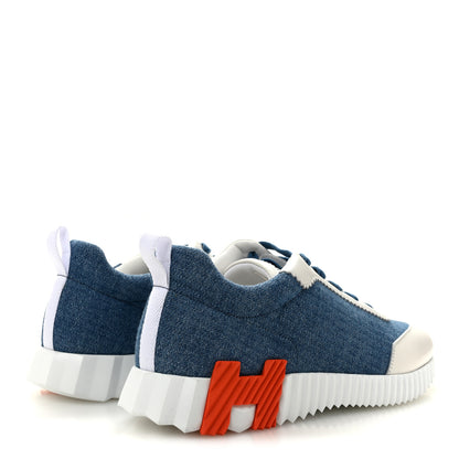 Hermes Denim Suede Goatskin Bouncing Sneakers 40.5 Bleu Clair White 5 of 11