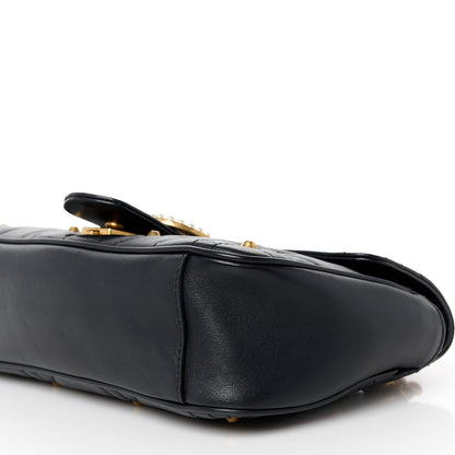 Gucci Calfskin Matelasse Studded Small Pearly GG Marmont Shoulder Bag Black 11 of 11