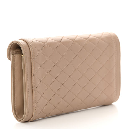 Saint Laurent Lambskin Quilted Monogram Large Gabbie Flap Wallet Dark Beige 3 of 15