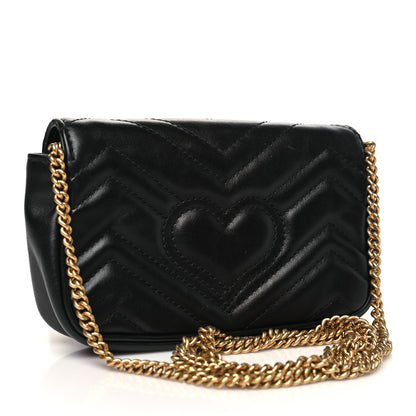 Gucci Calfskin Matelasse Super Mini GG Marmont Shoulder Bag Black 3 of 10