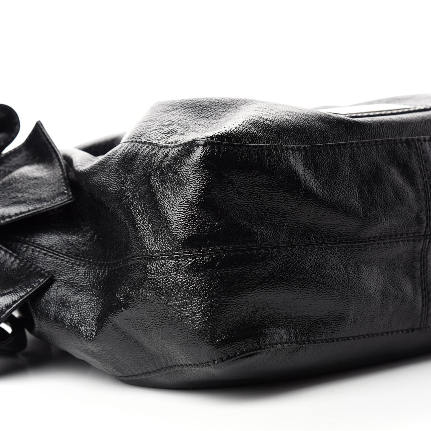 Crinkled Canvas Small Nuage Bow Hobo Black