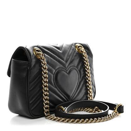 Gucci Calfskin Matelasse Mini GG Marmont Shoulder Bag Black 3 of 15