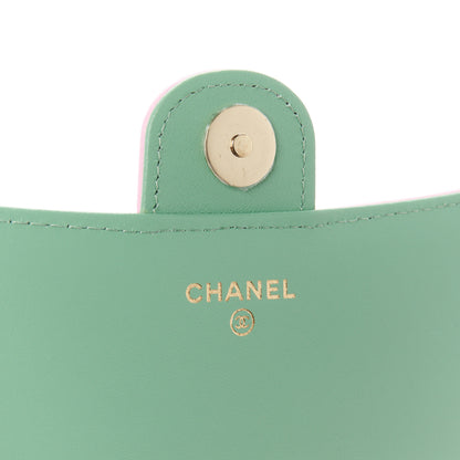 Chanel Lambskin Quilted Flap Phone Holder With Chain Pink Green 6 of 12