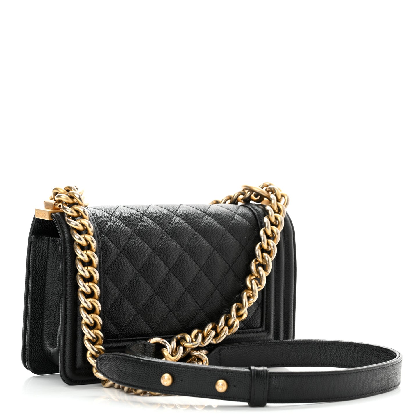 Caviar Quilted Small Boy Flap Black