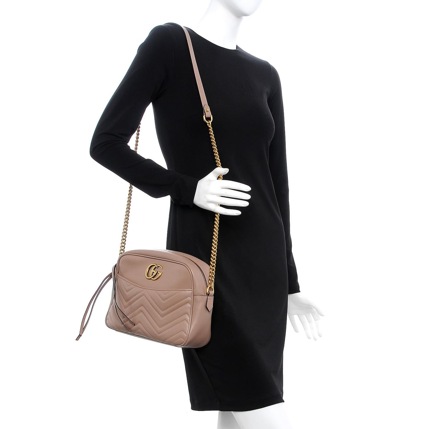Calfskin Matelasse Medium GG Marmont Chain Shoulder Bag Porcelain Rose