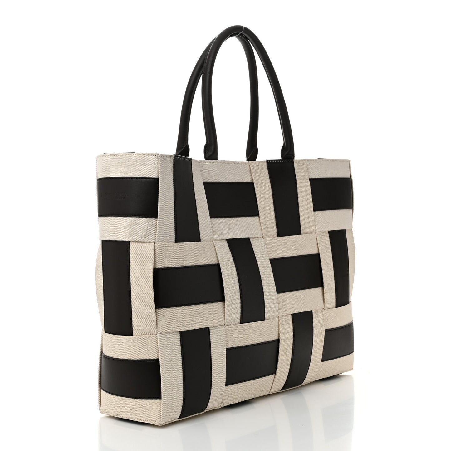 Canvas Nappa Maxi Intrecciato Large Arco Tote Natural Fondant