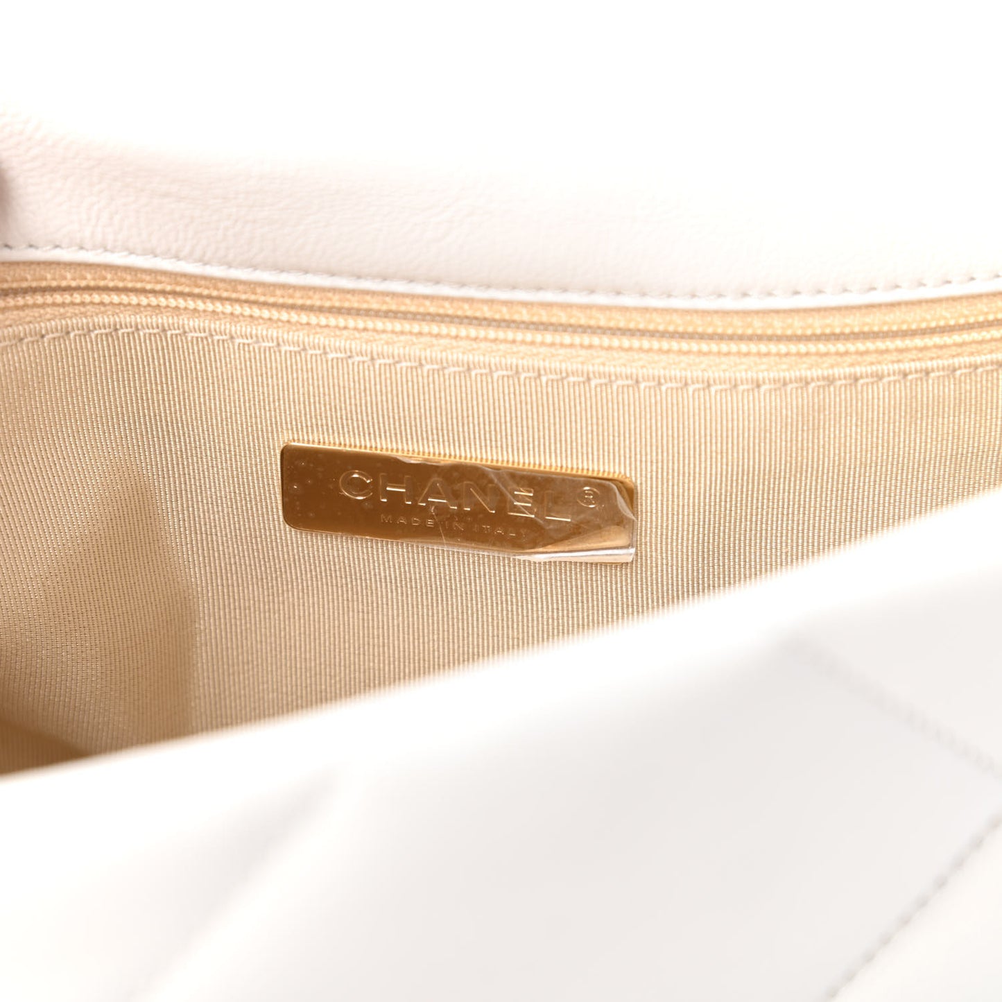 Goatskin Quilted Medium Chanel 19 Flap White
