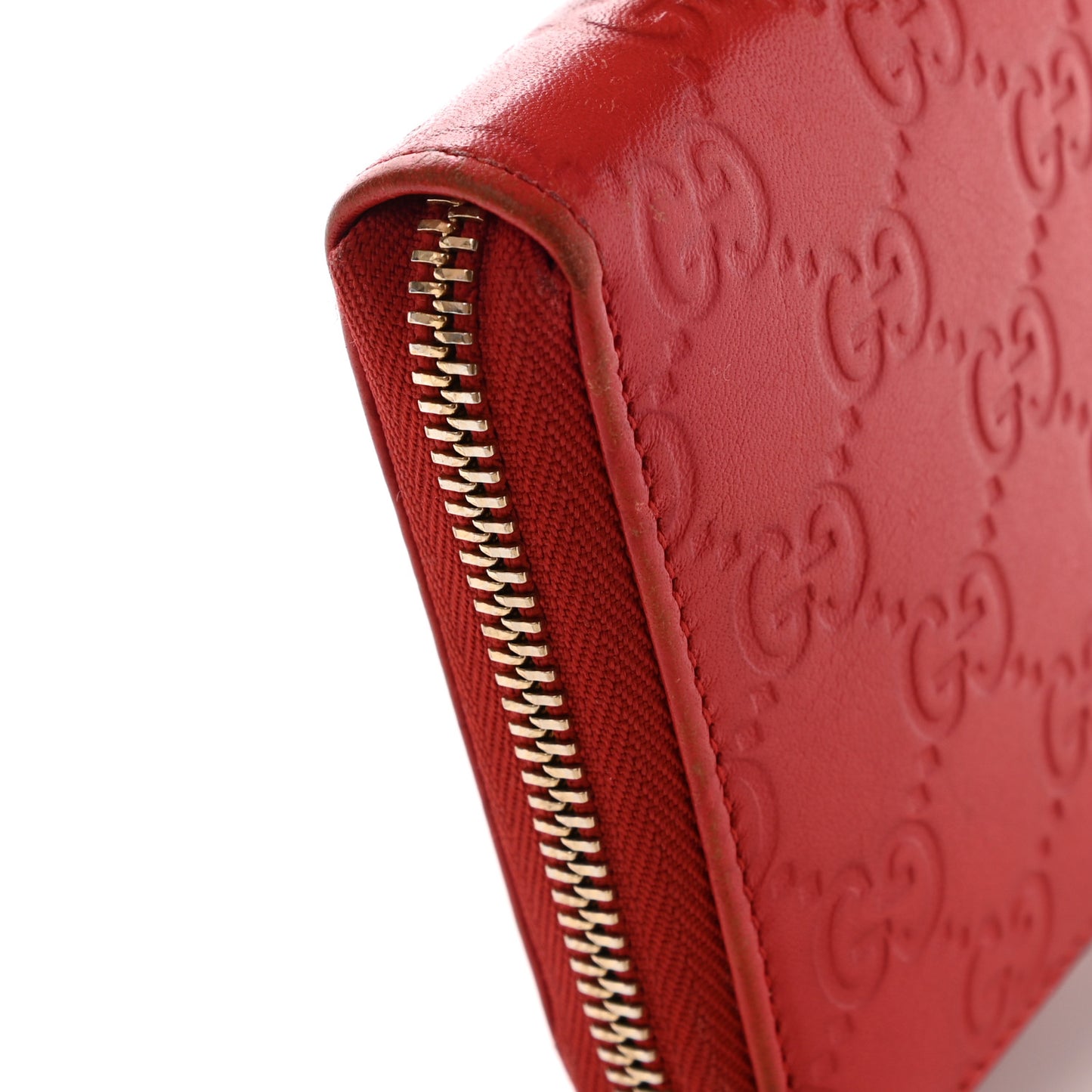Guccissima Vitello Tender Zip Around Wallet Sporting Red