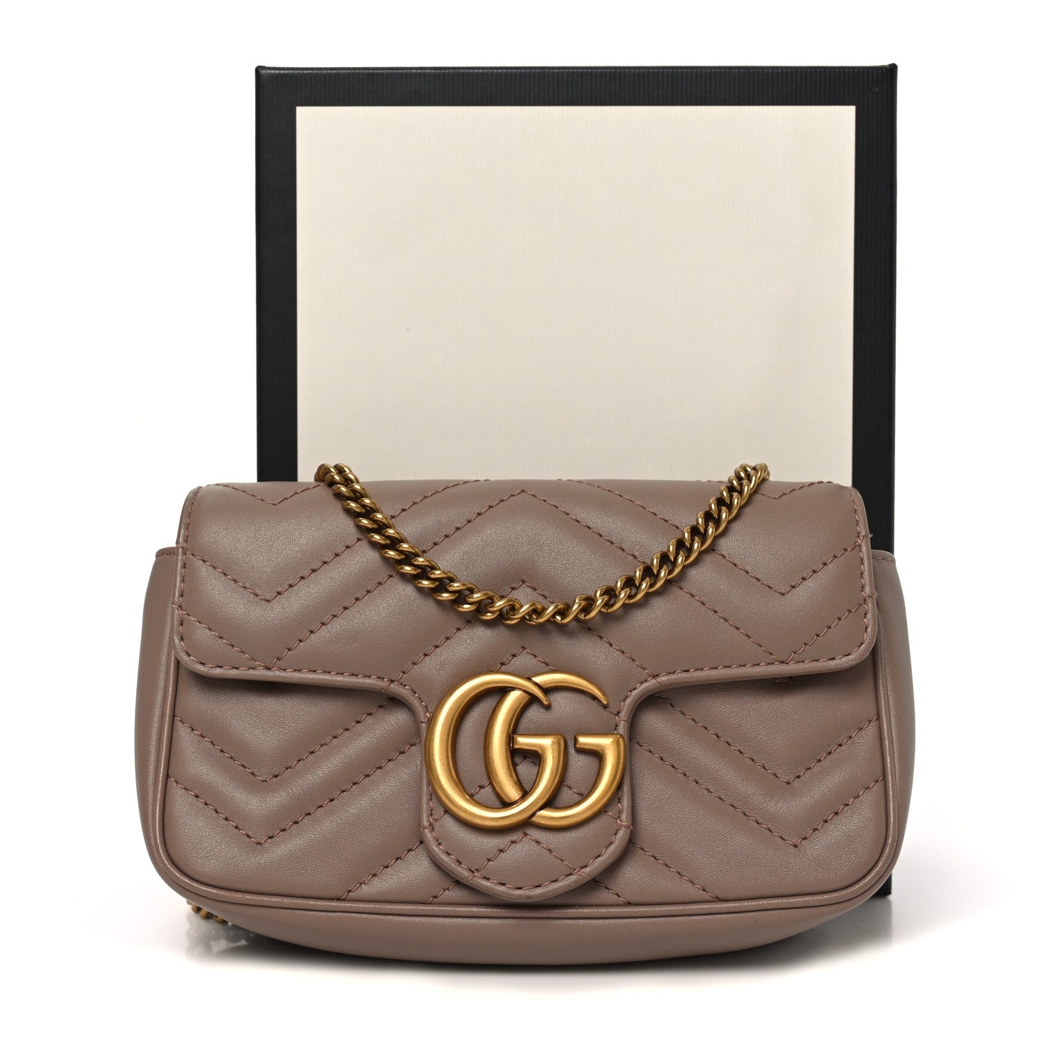 Gucci Calfskin Matelasse Super Mini GG Marmont Shoulder Bag Porcelain Rose 11 of 11