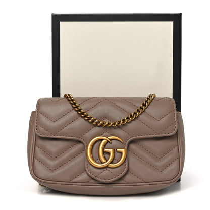 Gucci Calfskin Matelasse Super Mini GG Marmont Shoulder Bag Porcelain Rose 11 of 11