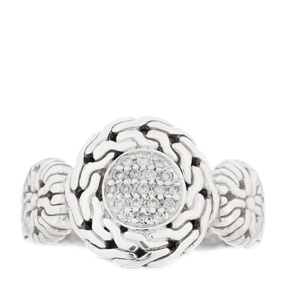 John Hardy Sterling Silver Diamond Small Circle Contour Ring 54 7 1 of 6