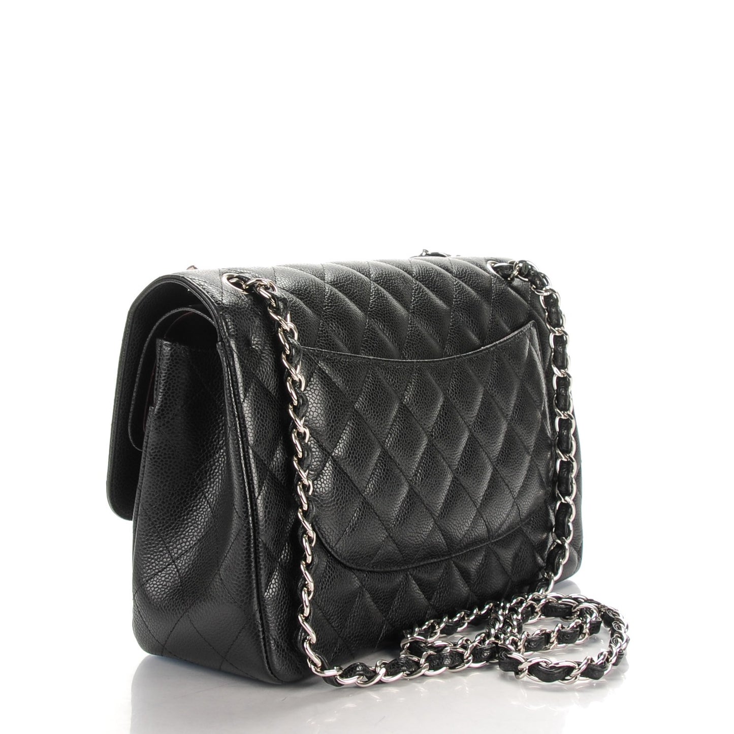 Caviar Quilted Jumbo Double Flap Black