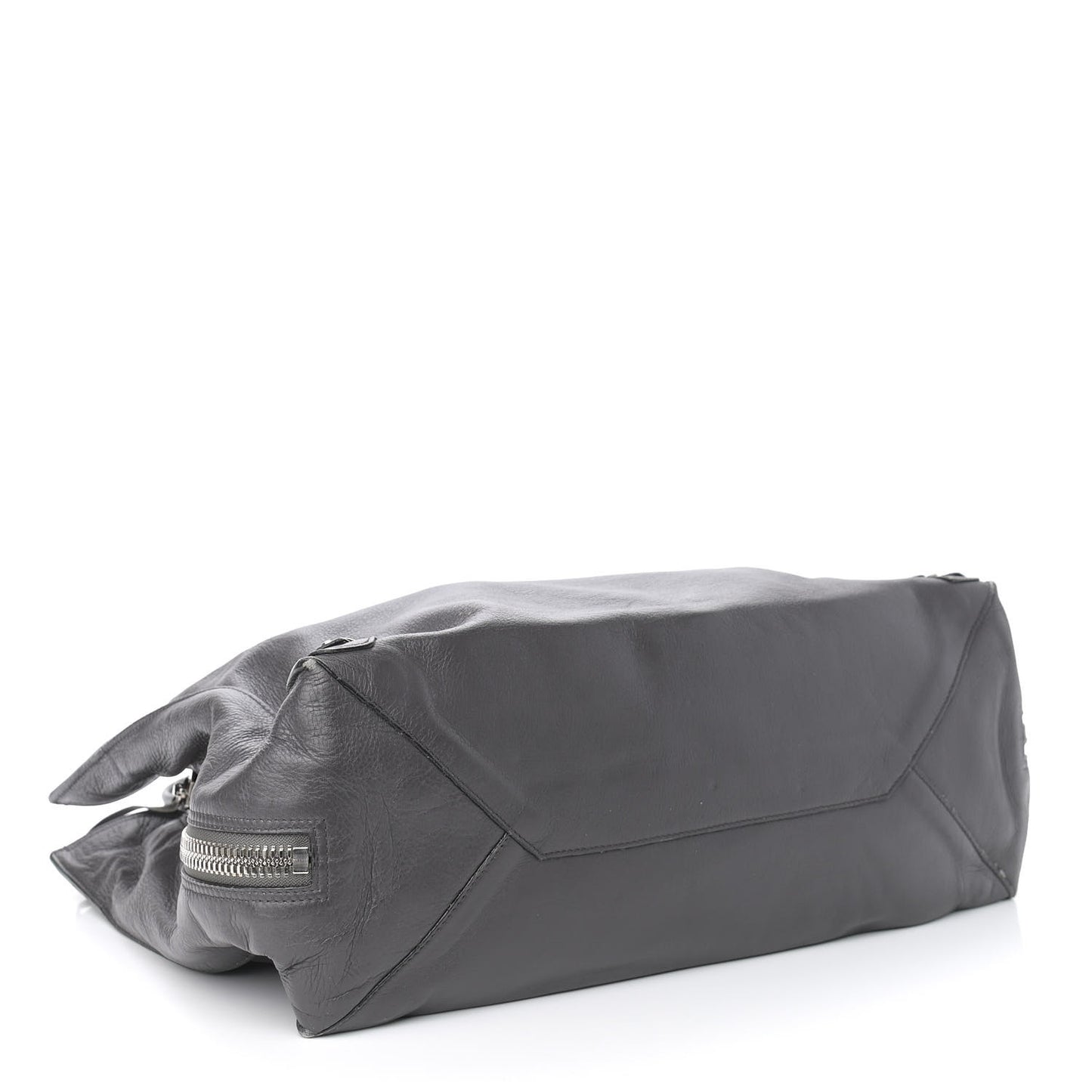 Veau Papier A4 Zip Around Tote Black Gris Fossile