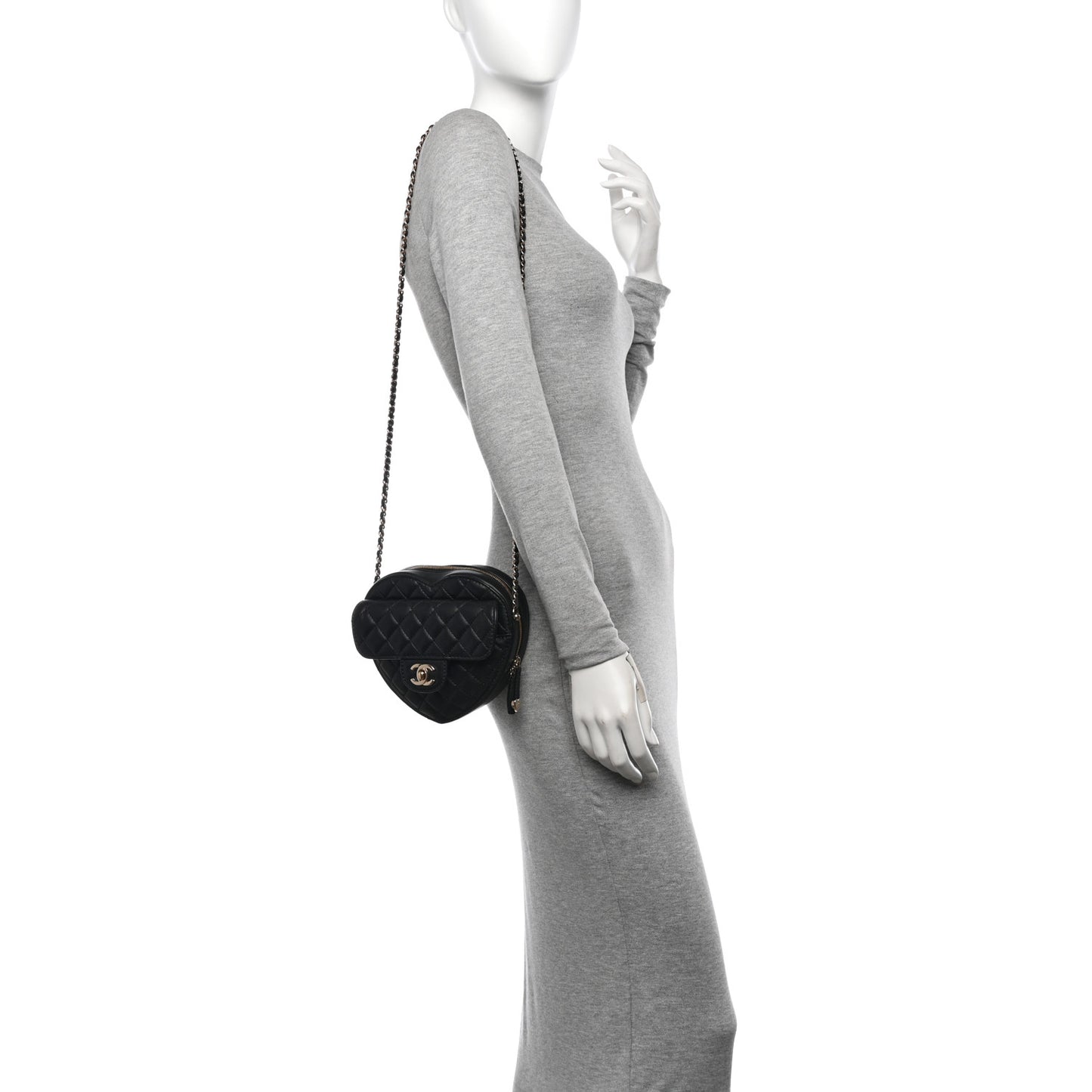 Lambskin Quilted CC In Love Heart Bag Black