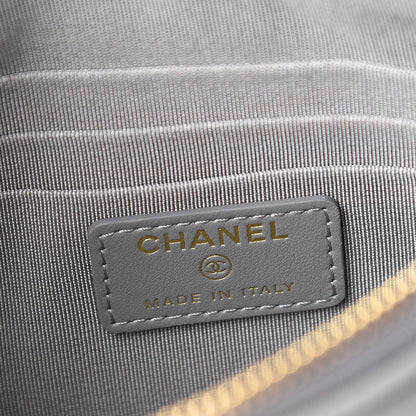 Chanel Goatskin Quilted 19 Cosmetic Case Grey 6 of 8